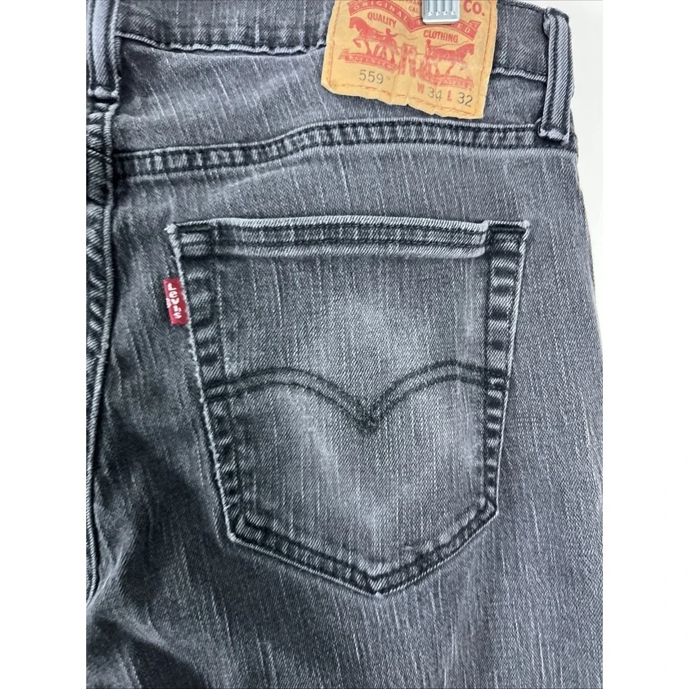Levis 559 Mens Jeans Actual Size W‎ 34 x L 29 Faded Black Straight Relaxed A75